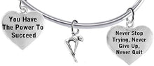 Never Stop Trying, Never Give Up, Swimming 3 Charm Adjustable Bracelet, Hypoallergenic, Safe-Nickel Free, No Poisonous Lead Or Cadmium