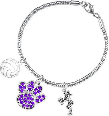 Purple Crystal Paw Volleyball, Adjustable, Safe-Hypoallergenic, Nickel, Lead Free