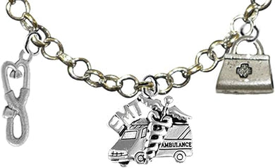 EMT, Paramedic, Adjustable Charm Necklace, Hypoallergenic, Safe-Nickel, Lead, Free