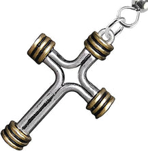 Two Tone Matt Gold and Pewter Cross Fishhook Earrings Hypoallergenic, Safe-Nickel, Lead, And Cadmium Free