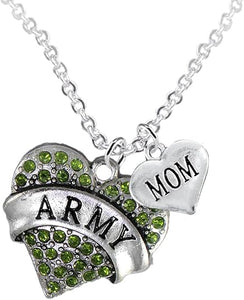 Army Mom Heart Necklace, Adjustable, Hypoallergenic, Will NOT Irritate Anyone with Sensitive Skin. Safe- Nickel, Lead and Cadmium Free
