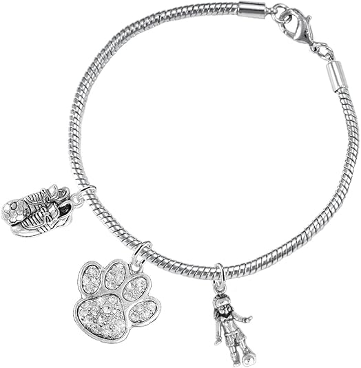The, Soccer Jewelry Crystal Paw Hypoallergenic Adjustable, Safe-Nickel, Lead Free