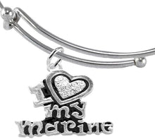 Marine I Love My Marine, Crystal Heart Bracelet, Hypoallergenic, Safe-Nickel, Lead, Free