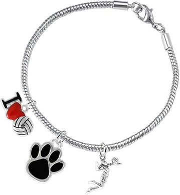 Black Paw Volleyball, Adjustable, Safe-Hypoallergenic, Nickel, Lead and Cadmium Free