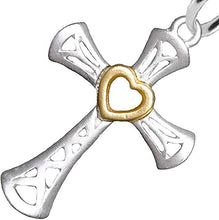 Two Tone Matt Gold Heart and Silver Cross Post Earrings Hypoallergenic, Safe-Nickel, Lead, And Cadmium Free