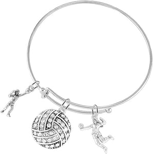 Crystal Volleyball, Adjustable, Safe-Hypoallergenic, Nickel, Lead, and Cadmium Free
