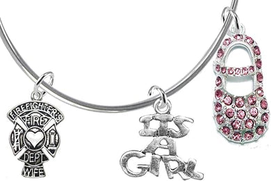 Firefighter's Wife's, It's A Girl, Bracelet, Hypoallergenic, Safe-Nickel, Lead, Cadmium Free