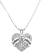 Crystal Army Mom 18 Inch Necklace, STERLING SILVER Chain, Solid .925 Sterling, Not Plated, Or Coated. Hypoallergenic-Safe, Nickel, Lead, And Cadmium Free Charm