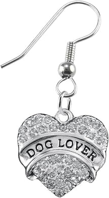 Dog Lover Crystal Heart Hypoallergenic Earring Nickle and Lead Free!