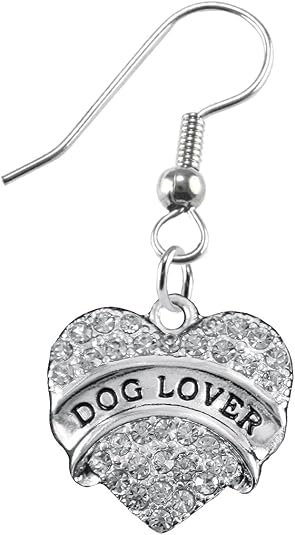 Dog Lover Crystal Heart Hypoallergenic Earring Nickle and Lead Free!