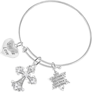 Christian 3 Charm Adjustable Bracelet Hypoallergenic, Safe-Nickel, Lead, Free