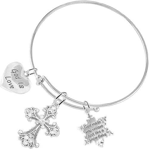 Christian 3 Charm Adjustable Bracelet Hypoallergenic, Safe-Nickel, Lead, Free