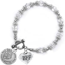BFF I Love You To The Moon And Back Clear Crystal Charm Bracelet, Hypoallergenic, Safe, Nickel, Lead & Cadmium Free.