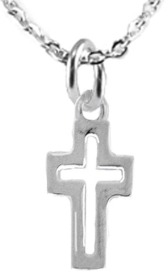 High Polished Open Cross, Sterling Silver Solid .925 Sterling, Not Plated Or Coated.18 Inch Necklace Chain, Charm-Nickel, Lead, Cadmium Free