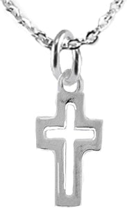 High Polished Open Cross, Sterling Silver Solid .925 Sterling, Not Plated Or Coated.18 Inch Necklace Chain, Charm-Nickel, Lead, Cadmium Free