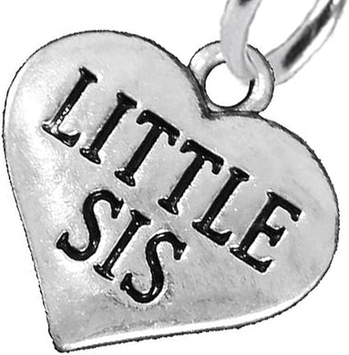 Little Sis Heart Charm Post Earring Hypoallergenic, Safe-Nickel, Lead & Cadmium Free!