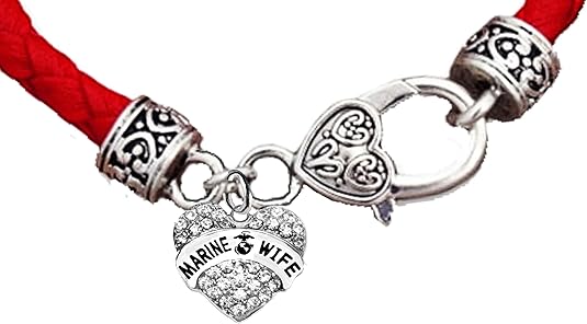 Marine Wife, Vintage Antique Silver Clasp/Genuine Red Leather Bracelet, Hypoallergenic, Safe-No Nickel, No Lead and No Poisonous Cadmium