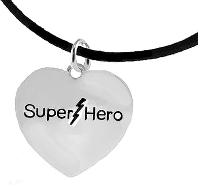 Super Hero Heart Charm On A Blace Suede Adjustable Bracelet, Hypoallergenic Safe- No Nickel. Lead, Or Poisonous Cadmium