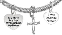My Mom, My Joy, My Sunshine, My Heart, and I Will Love You Forever, and A Contemporary Cross Charm, Adjustable Bracelet Nickle, Lead, Cadmium Free