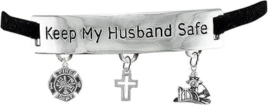 Firefighter's Keep My Husband Safe Adjustable Hypoallergenic Safe-Nickel, Lead & Cadmium Free!