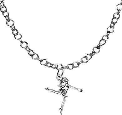 Ballerina, On Her Toes, Ballet Dancer, Adjustable 14-21 Inch Rolo Necklace, Nickel, Lead, And Cadmium Free-Hypoallergenic