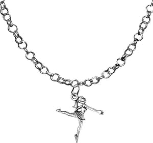 Ballerina, On Her Toes, Ballet Dancer, Adjustable 14-21 Inch Rolo Necklace, Nickel, Lead, And Cadmium Free-Hypoallergenic