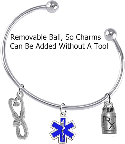EMT, Paramedic, Add-A-Charm Bracelet, Hypoallergenic, Safe-Nickel, Lead, Free