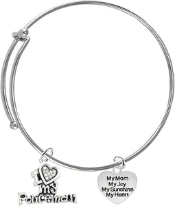 Policeman's, I Love My Policeman, My Mom, My Joy, My Sunshine, Adjustable miracle Wire Bracelet, Hypoallergenic, Safe-Nickel, Lead, Free