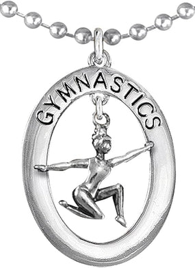 Gymnast On Floor Posed Necklace, Adjustable, Hypoallergenic, Nickel, Lead & Cadmium Free