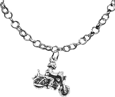 Motorcycle Rider, Adjustable 14-21 Inch Rolo Necklace, Nickel, Lead, And Cadmium Free-Hypoallergenic