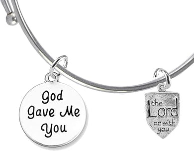 God Gave Me You,The Lord Be With You, Hypoallergenic Adjustable Miracle Wire Bracelet, Safe-Nickel, Lead And Cadmium Free