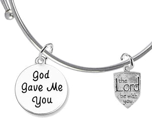 God Gave Me You,The Lord Be With You, Hypoallergenic Adjustable Miracle Wire Bracelet, Safe-Nickel, Lead And Cadmium Free