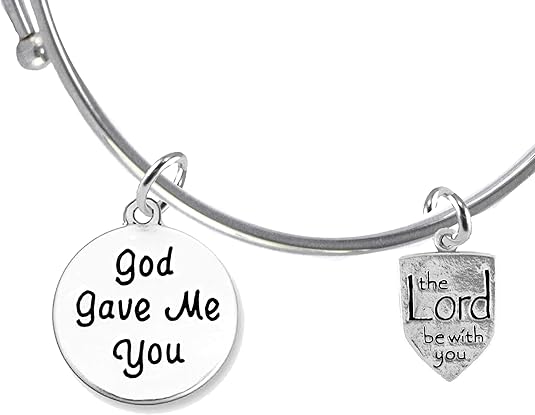 God Gave Me You,The Lord Be With You, Hypoallergenic Adjustable Miracle Wire Bracelet, Safe-Nickel, Lead And Cadmium Free