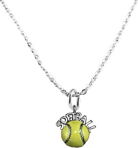 Softball, Sterling Silver, Solid .925 Sterling, Not Plated Or Coated,18 Inch Necklace.Charm,Nickel,Lead Free.Fast