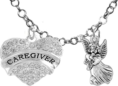 Caregiver, RN, Nurse, You are an Angel, Adjustable Charm Necklace, Hypoallergenic, Safe-Nickel, Lead, Free
