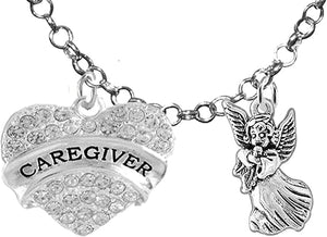 Caregiver, RN, Nurse, You are an Angel, Adjustable Charm Necklace, Hypoallergenic, Safe-Nickel, Lead, Free
