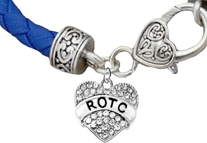 ROTC, Genuine Air Force Blue Leather Bracelet, Hypoallergenic Safe-Nickel, Lead And Cadmium Free