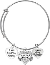 Mom, I Will Love You Forever, My Mom, My Joy, My Sunshine, My Heart, Adjustable Bracelet, Hypoallergenic, Safe-Nickel, Lead, Free