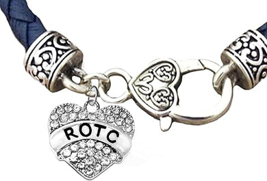 ROTC, Genuine Navy Blue Leather Bracelet, Hypoallergenic Safe-Nickel, Lead And Cadmium Free