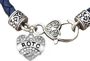 ROTC, Genuine Navy Blue Leather Bracelet, Hypoallergenic Safe-Nickel, Lead And Cadmium Free