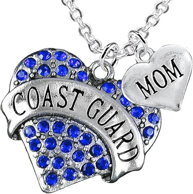Coast Guard Mom Heart Necklace, Adjustable, Hypoallergenic, Will NOT Irritate Anyone with Sensitive Skin. Safe- Nickel, Lead and Cadmium Free