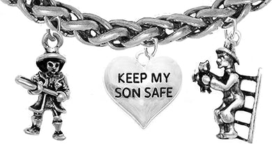 Firefighter's Mom, Firefighters Mom Gifts, Mom Gift, Firefighters Gifts, Keep My Son Safe Bracelet