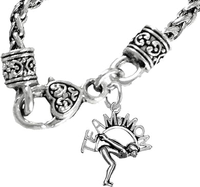 Swimming Team Mom, Wheat Chain Necklace, Hypoallergenic, Safe-Nickel Free, No Poisonous Lead Or Cadmium