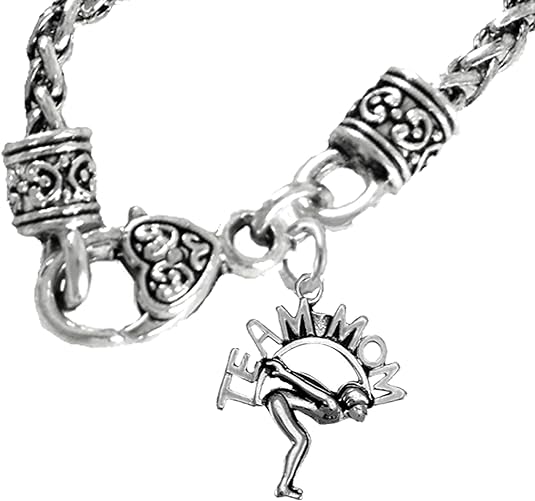 Swimming Team Mom, Wheat Chain Necklace, Hypoallergenic, Safe-Nickel Free, No Poisonous Lead Or Cadmium