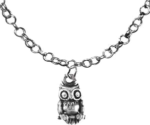 Owl, Hoot Owl Necklace, Adjustable 14-21 Inch Rolo Chain Necklace, Nickel, Lead, And Cadmium Free-Hypoallergenic