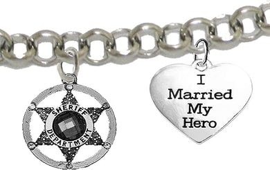 Deputy Sheriff's, I Married My Hero, On A Adjustable Rolo Chain Bracelet, Hypoallergenic Safe-Nickel, Lead and Cadmium Free