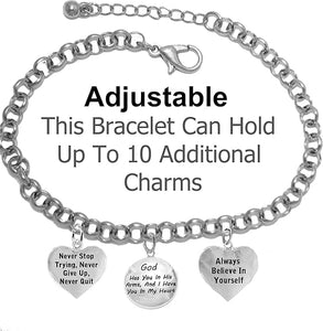 Inspirational/Religious, God Has You in His Heart and I Have You in My Arms, Hypoallergenic Safe, No Nickel, Lead, Or Poisonous Cadmium in Bracelet