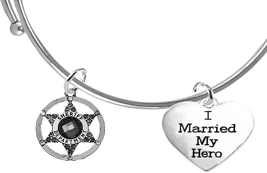 Deputy Sheriff's, I Married My Hero, On A Adjustable Miracle Wire Bracelet, Hypoallergenic Safe-Nickel, Lead and Cadmium Free