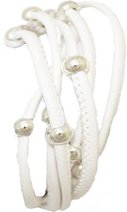 Tennis, Never Stop Trying, Never Give Up, Never Quit, Hypoallergenic White Leather Bracelet, Safe-Nickel, Lead, and Cadmium Free!