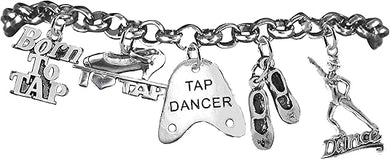 Tap Dancer, Born To Tap, Adjustable Rollo Chain Charm Bracelet, Hypoallergenic, Safe-No Nickel, No Lead And No Poisonous Cadmium In Metal